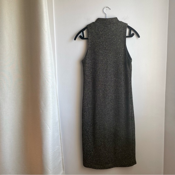 Black Midi Dress with Gold Metallic Shimmer-Size L - Picture 3 of 8